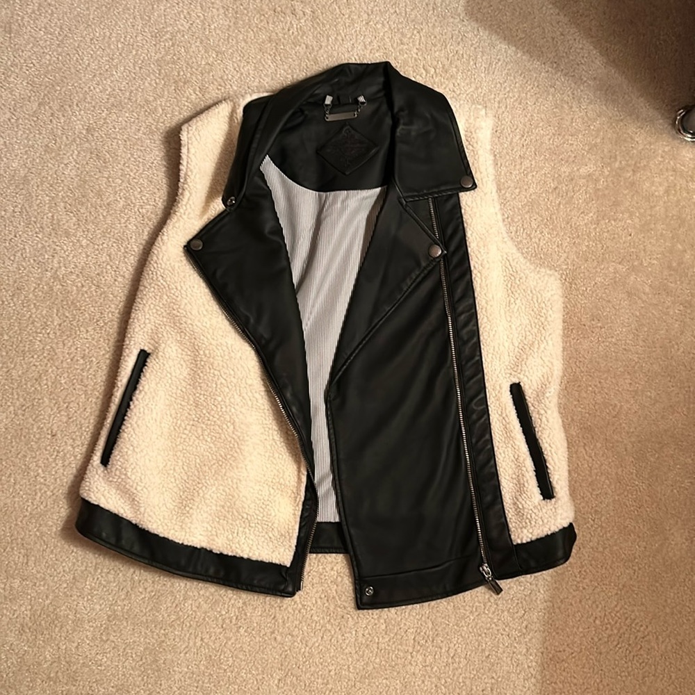 Sherpa faux leather vest